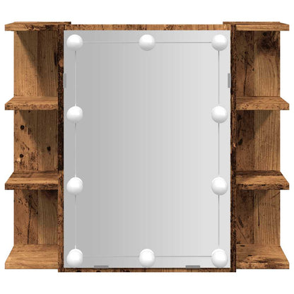 Mobile a Specchio con LED Legno Antico 70x16,5x60 cm | homemem39