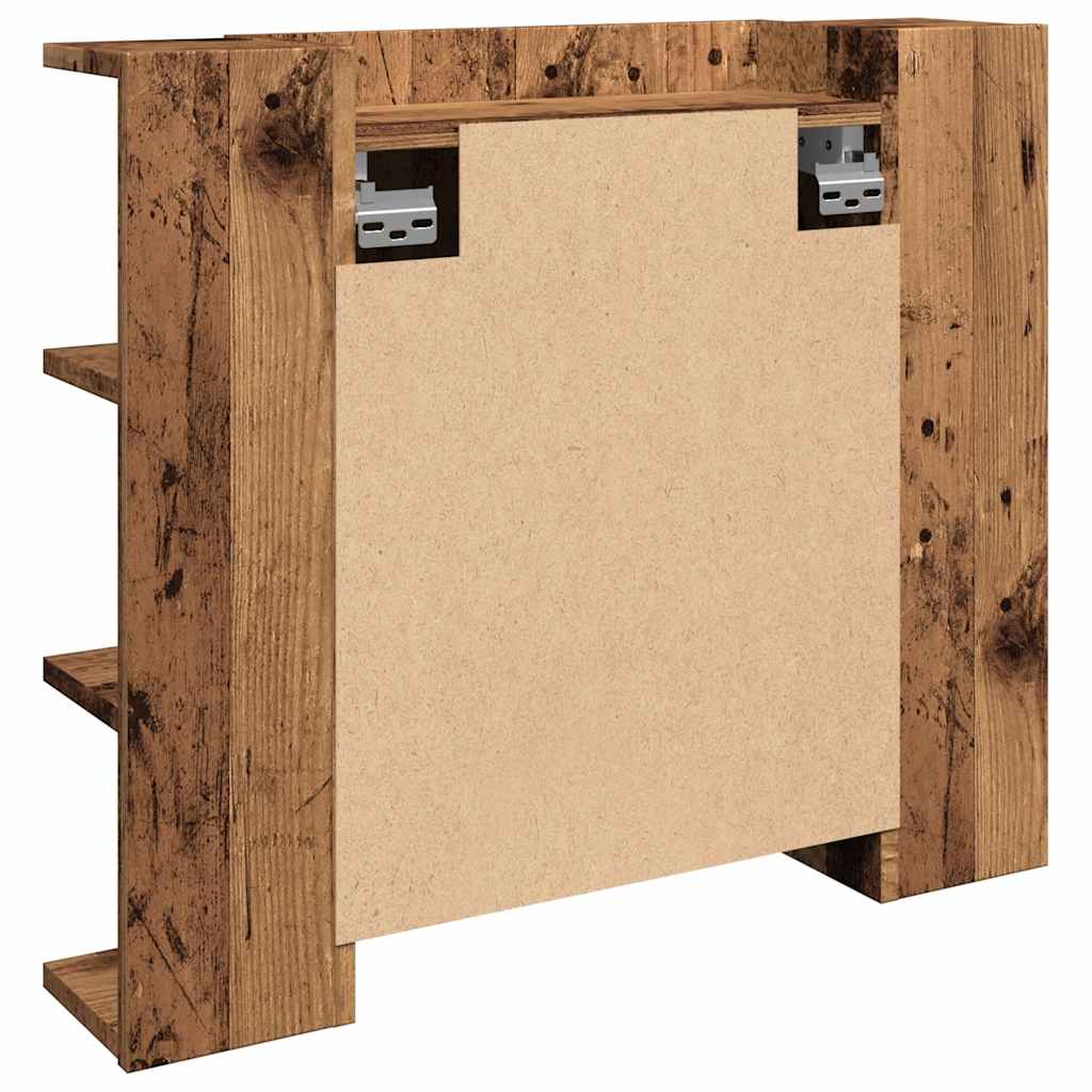 Mobile a Specchio con LED Legno Antico 70x16,5x60 cm | homemem39