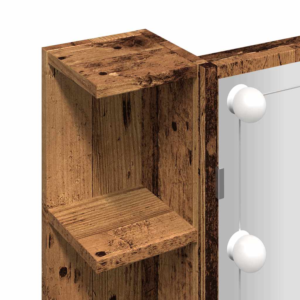 Mobile a Specchio con LED Legno Antico 70x16,5x60 cm | homemem39