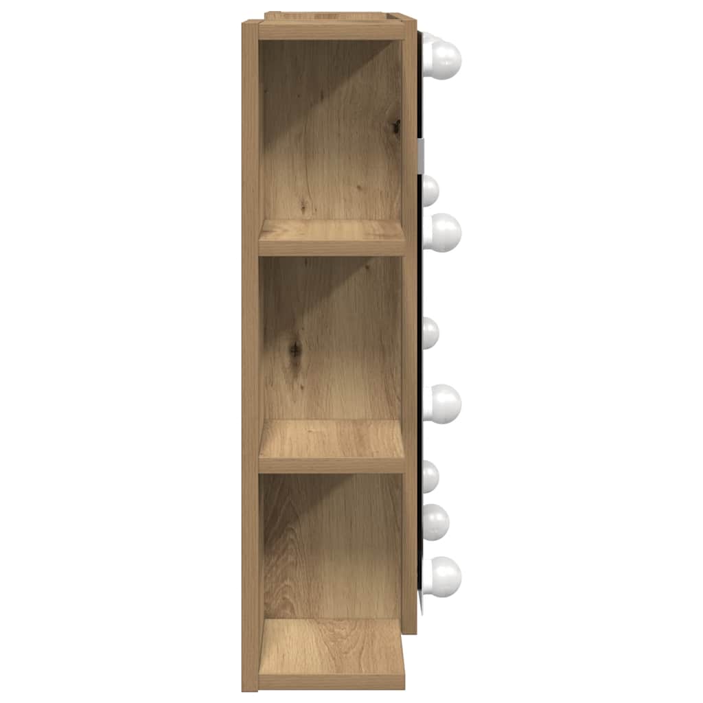 Mobile a Specchio con LED Rovere Artigianale 70x16,5x60 cm | homemem39