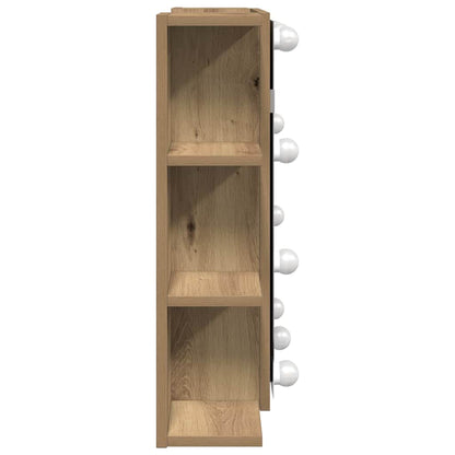 Mobile a Specchio con LED Rovere Artigianale 70x16,5x60 cm