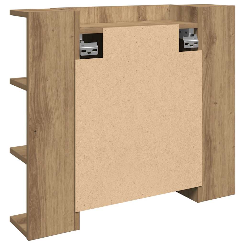 Mobile a Specchio con LED Rovere Artigianale 70x16,5x60 cm