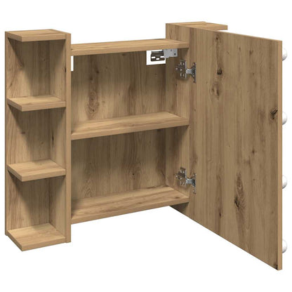 Mobile a Specchio con LED Rovere Artigianale 70x16,5x60 cm | homemem39
