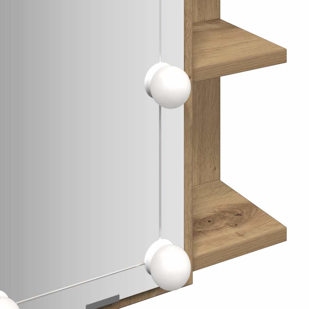 Mobile a Specchio con LED Rovere Artigianale 70x16,5x60 cm | homemem39