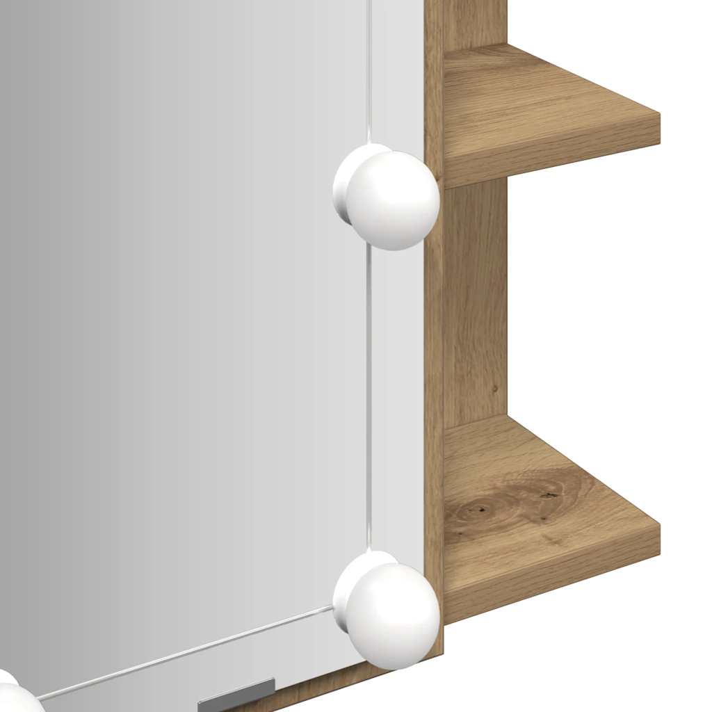 Mobile a Specchio con LED Rovere Artigianale 70x16,5x60 cm