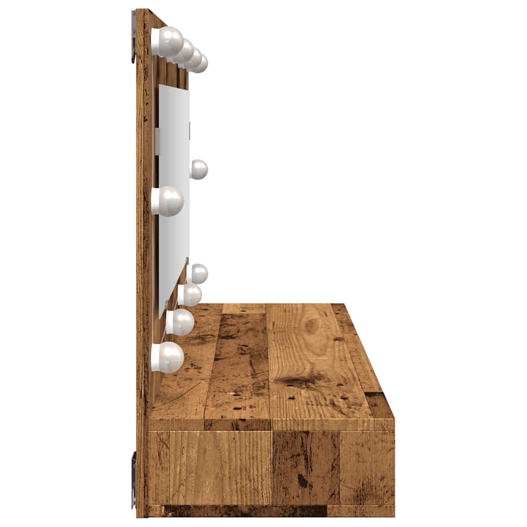 Mobile a Specchio con LED Legno Antico 90x31,5x62 cm | homemem39