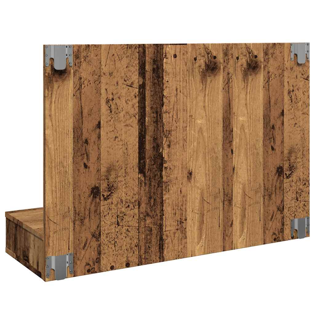 Mobile a Specchio con LED Legno Antico 90x31,5x62 cm