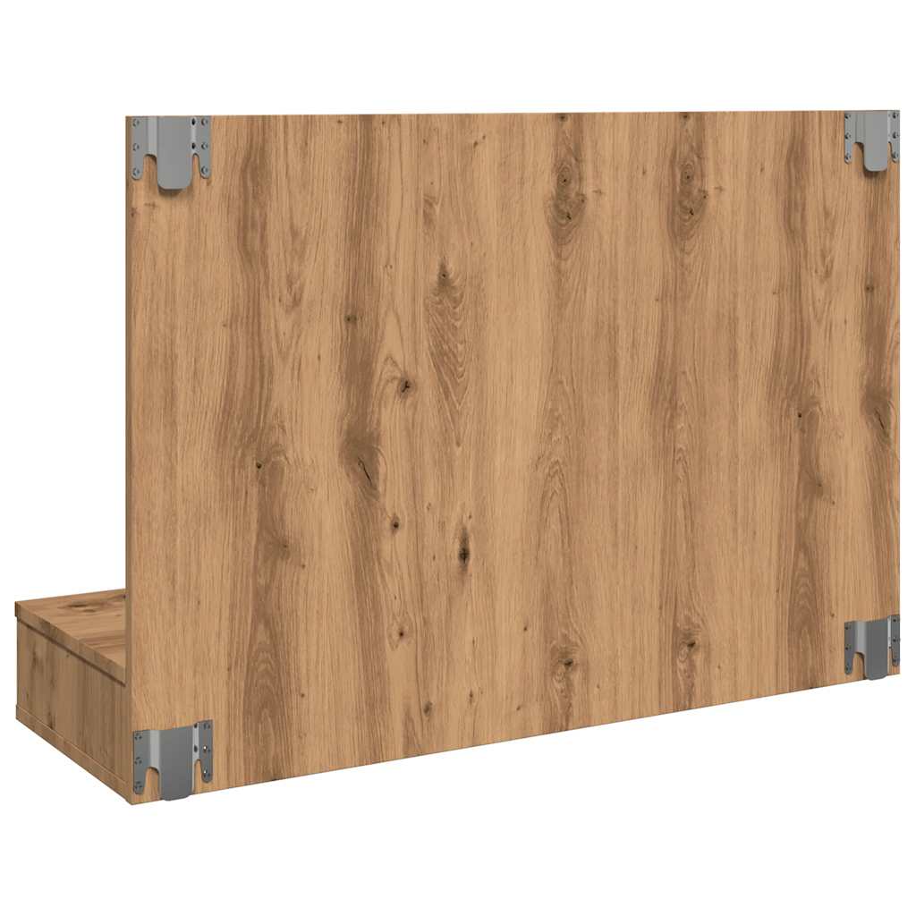 Mobiletto a specchio con LED in rovere artigianale 90x31,5x62 cm
