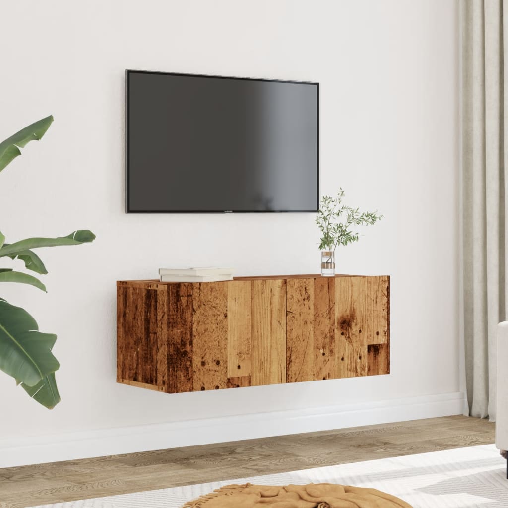 Mobili TV a Parete 2pz Legno Antico 80x30x30 cm - homemem39