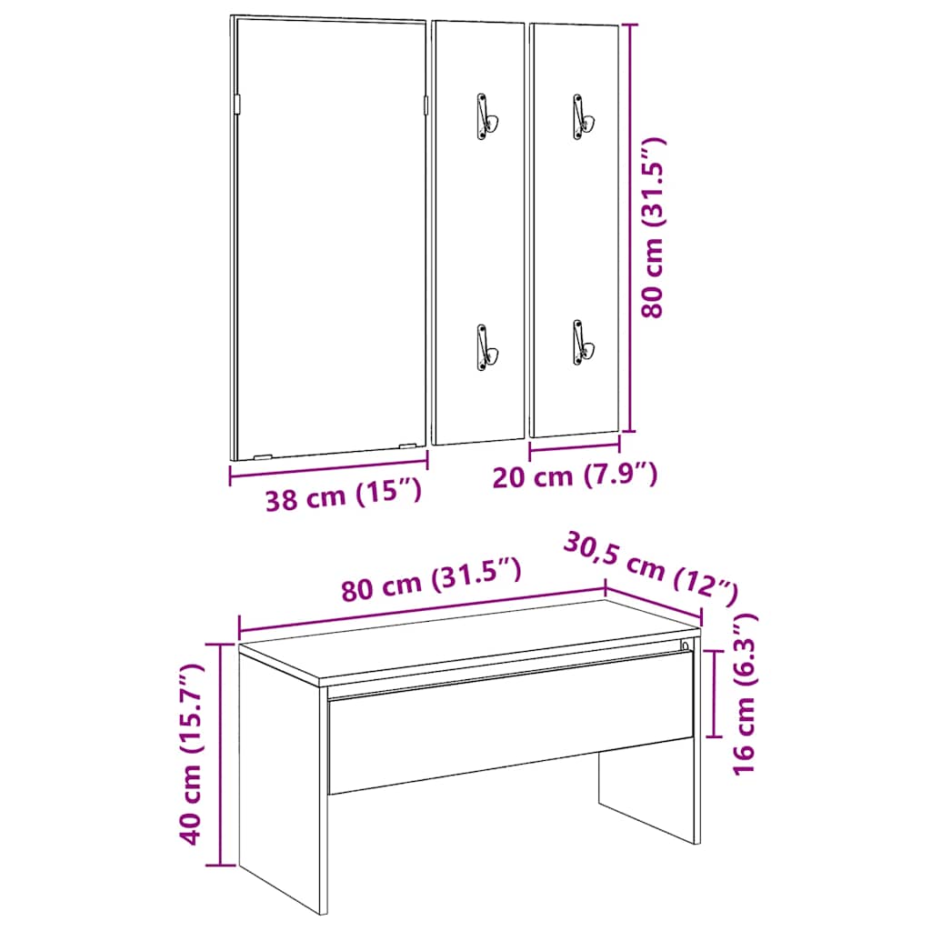 Set di Mobili da Corridoio Rovere Artigianale Legno Multistrato | homemem39