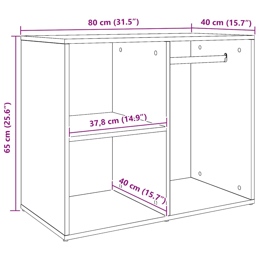 Armadietto per Cosmetici Rovere Artigianale 80x40x65 cm - homemem39