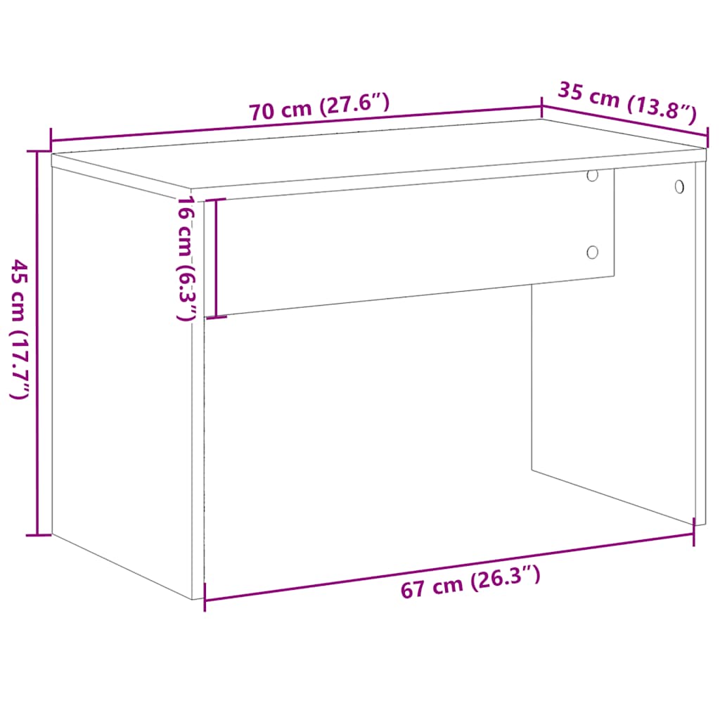 Sgabello da Toeletta Legno Vecchio 70x35x45cm Legno Multistrato | homemem39