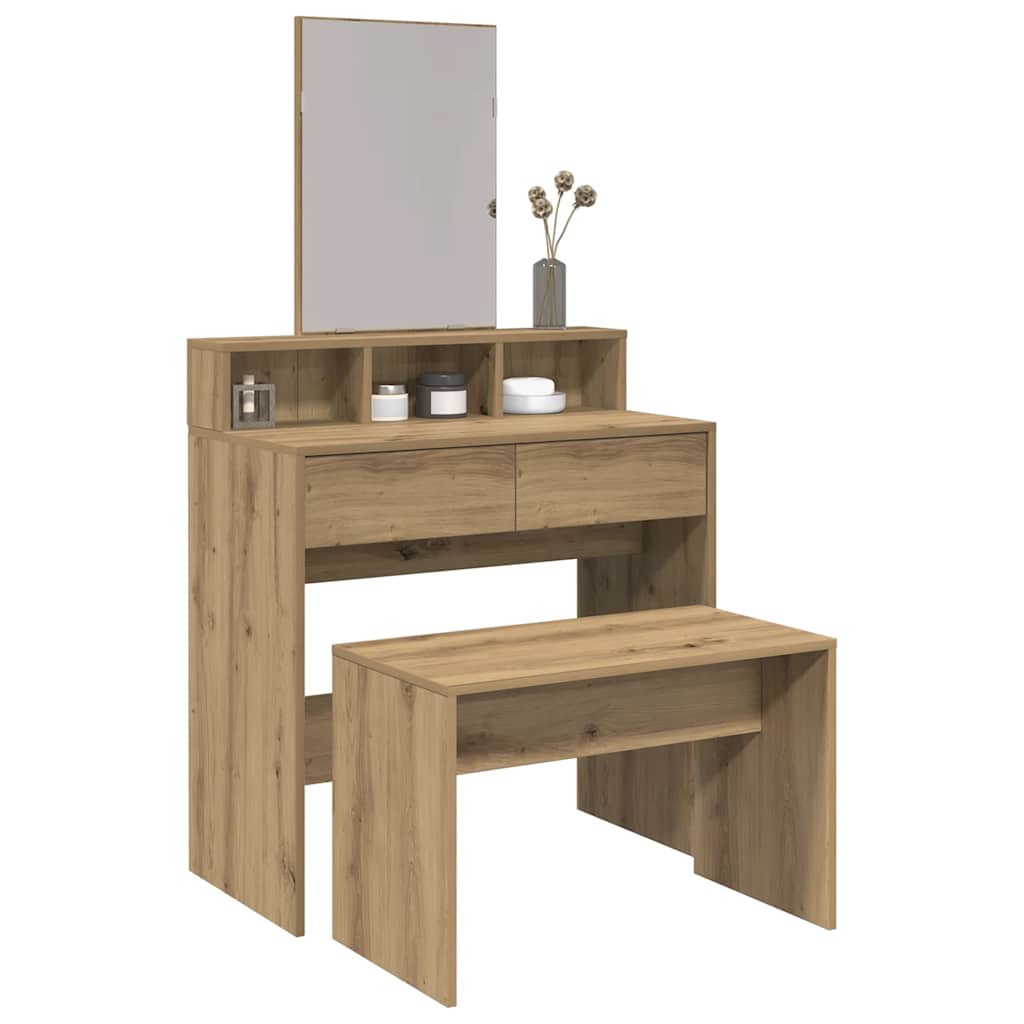 Sgabello da Toeletta Rovere Artigianale 70x35x45 cm Truciolato | homemem39