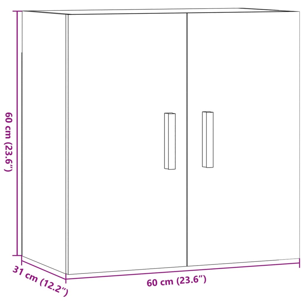 Armadietto a Muro Legno Vecchio 60x31x60 cm in Truciolato | homemem39