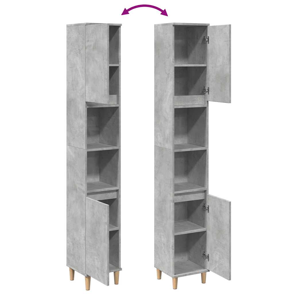 Armadietto Bagno Grigio Cemento 30x30x190 cm Legno Multistrato | homemem39