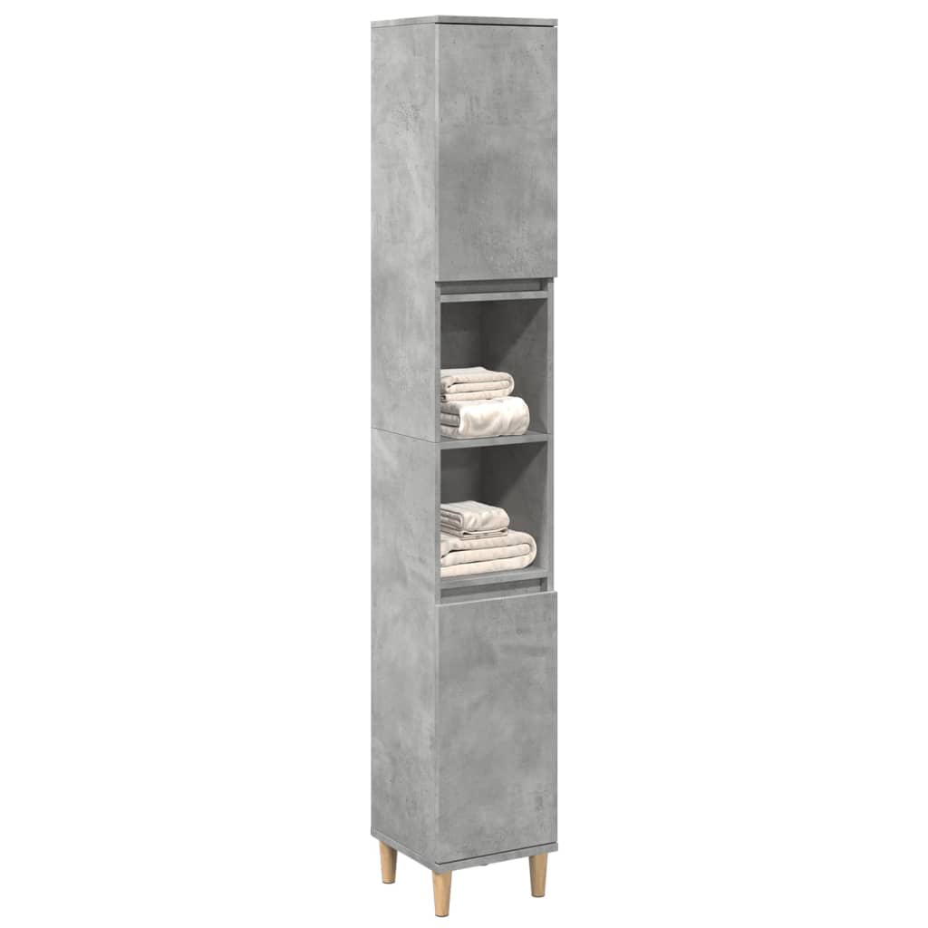 Armadietto Bagno Grigio Cemento 30x30x190 cm Legno Multistrato | homemem39