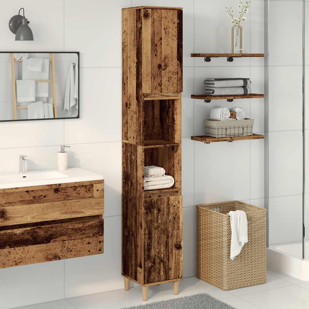 Armadietto Bagno Legno Antico 30x30x190 cm in Legno Multistrato | homemem39
