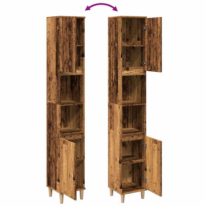 Armadietto Bagno Legno Antico 30x30x190 cm in Legno Multistrato | homemem39
