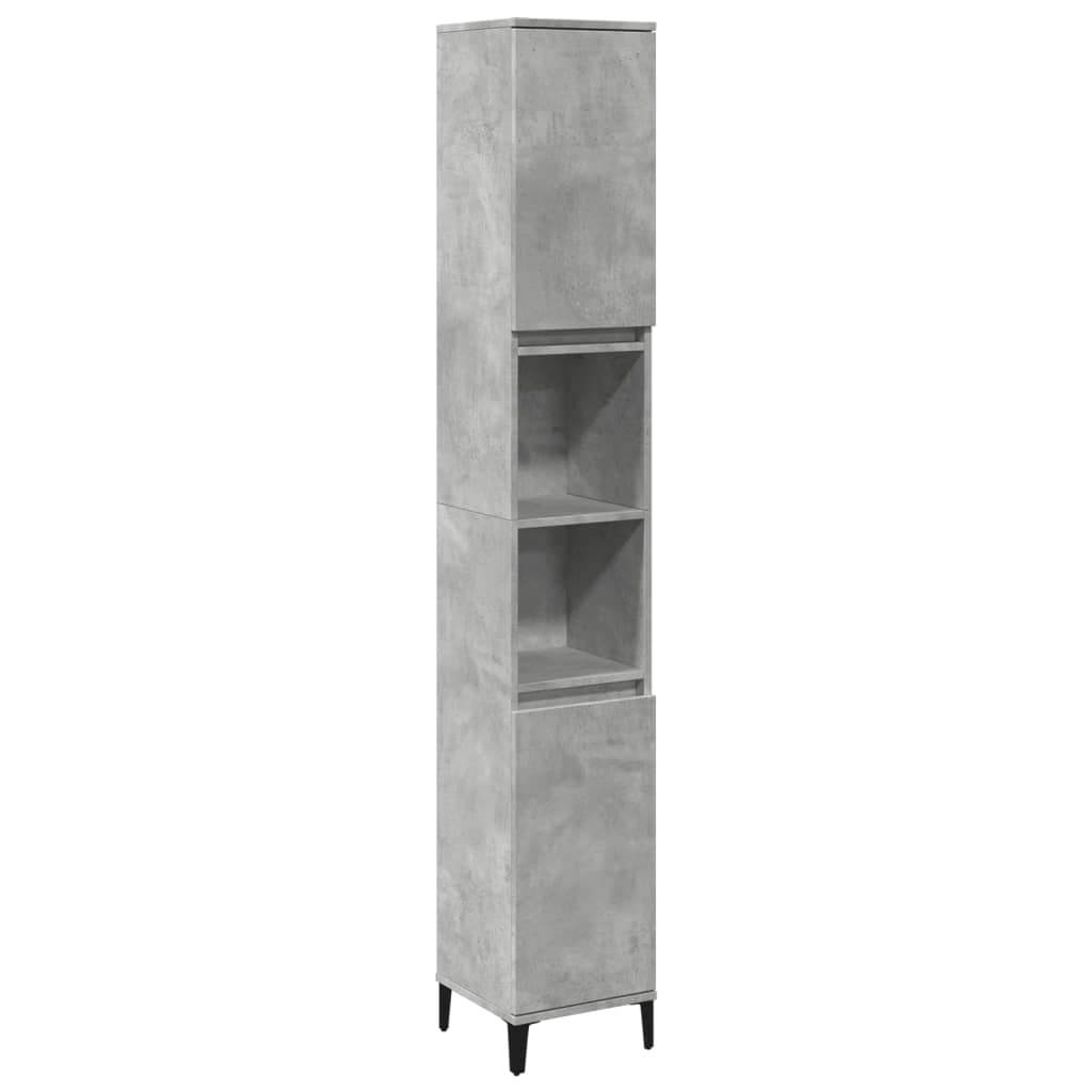 Armadietto Bagno Grigio Cemento 30x30x190 cm Legno Multistrato | homemem39
