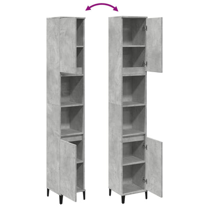 Armadietto Bagno Grigio Cemento 30x30x190 cm Legno Multistrato | homemem39