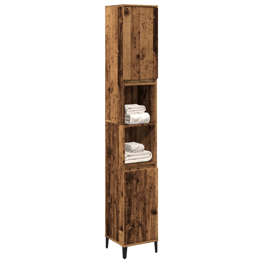 Armadietto Bagno Legno Antico 30x30x190 cm in Legno Multistrato