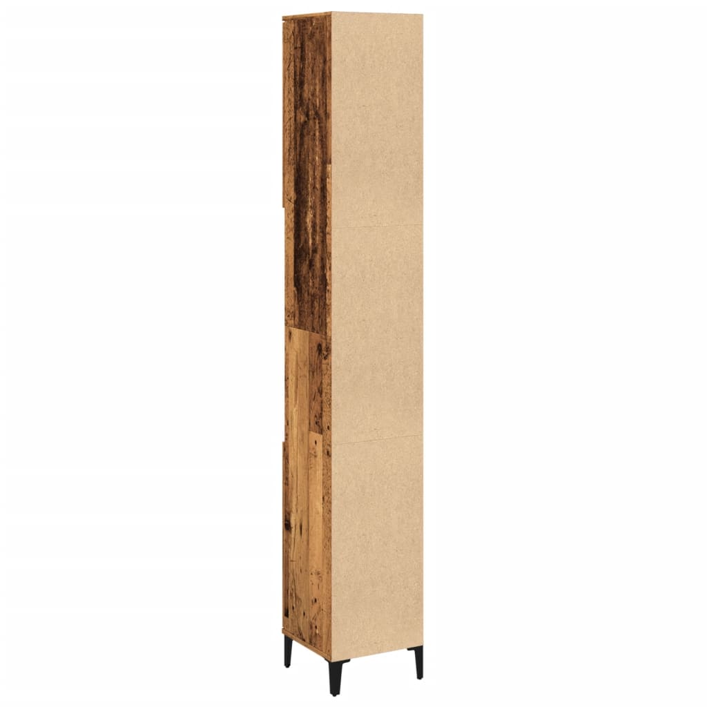 Armadietto Bagno Legno Antico 30x30x190 cm in Legno Multistrato