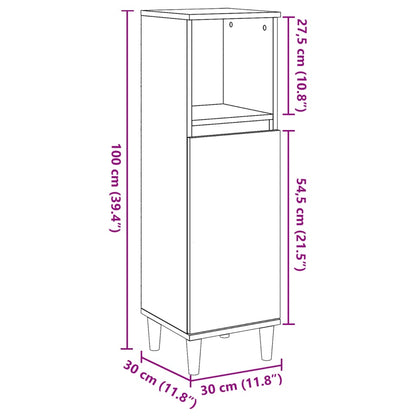 Armadietto da Bagno Grigio Cemento 30x30x100 cm in Truciolato