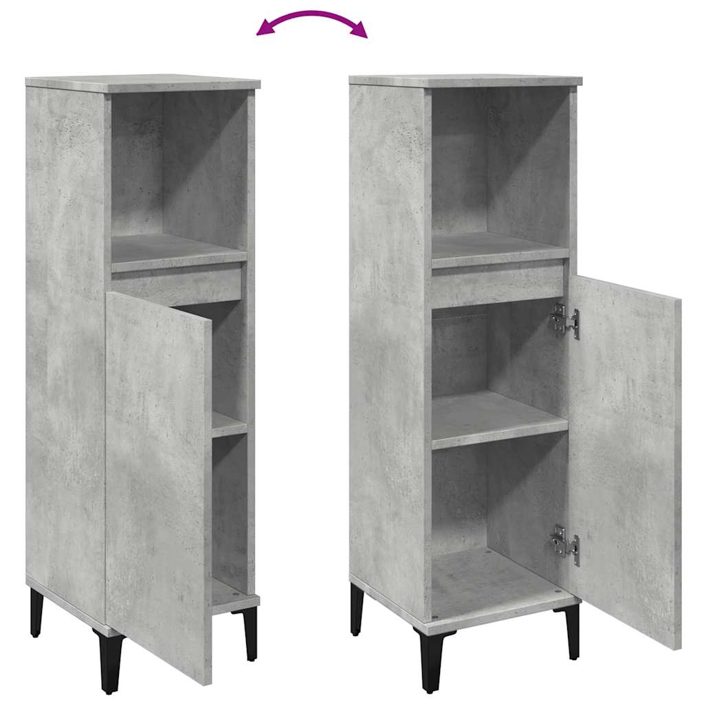 Armadietto da Bagno Grigio Cemento 30x30x100 cm in Truciolato | homemem39