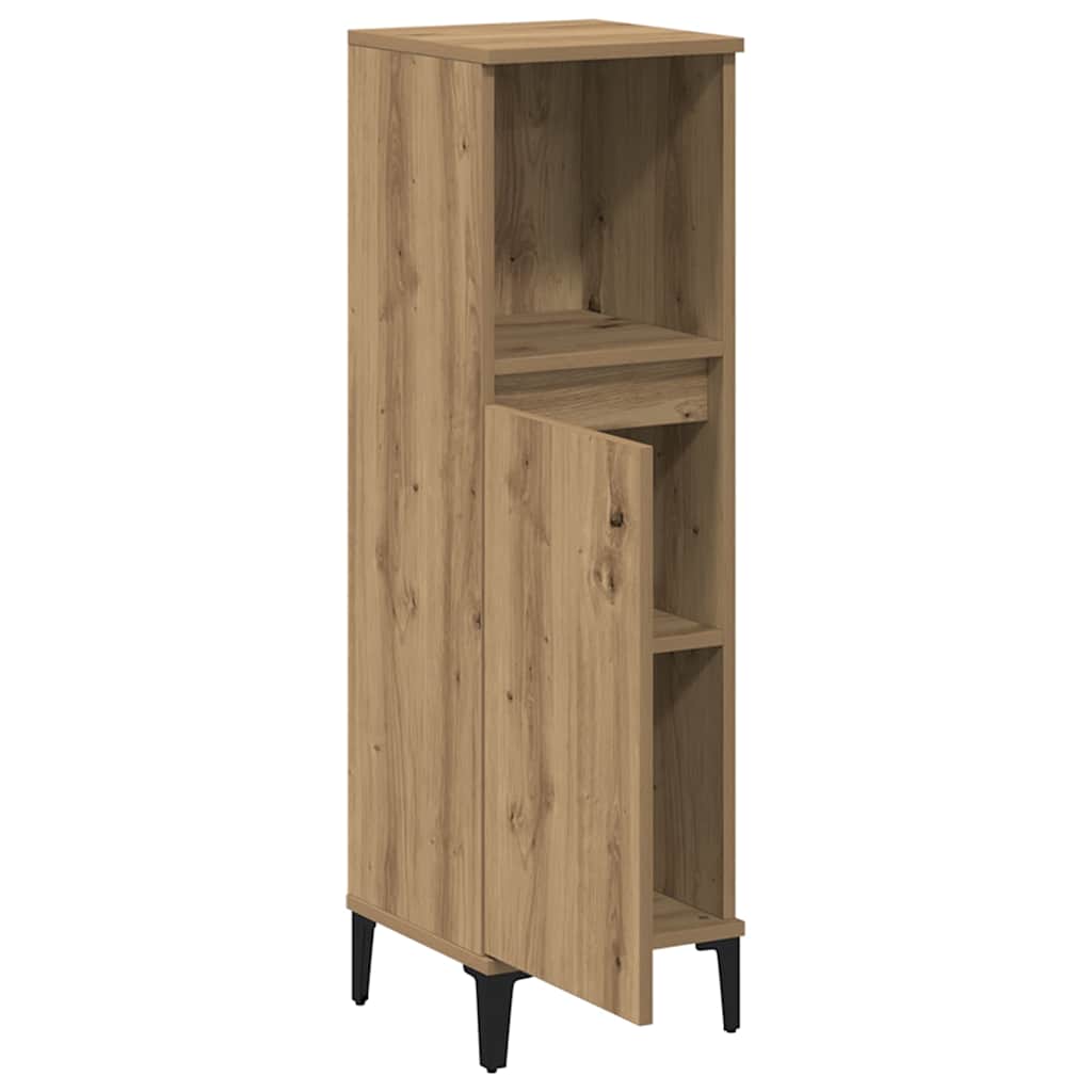 Armadietto da Bagno Rovere Artigianale 30x30x100 cm Truciolato