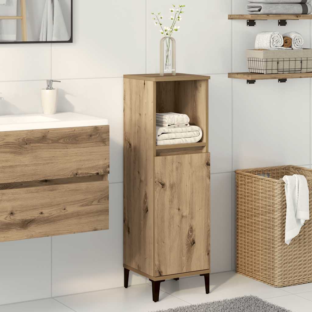 Armadietto da Bagno Rovere Artigianale 30x30x100 cm Truciolato