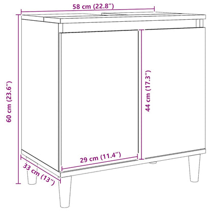 Mobile Lavabo Rovere Artigianale 58x33x60 cm Legno Multistrato