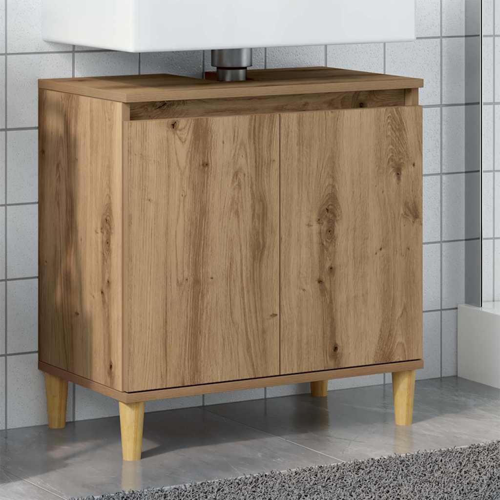 Mobile Lavabo Rovere Artigianale 58x33x60 cm Legno Multistrato