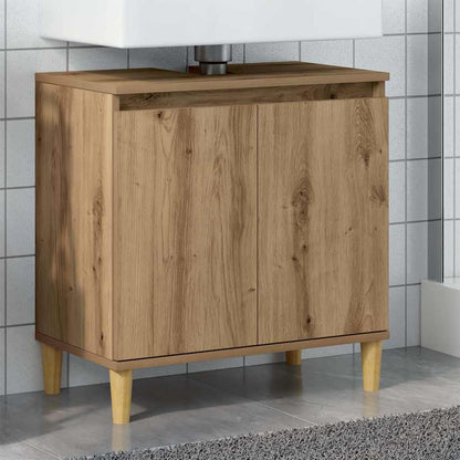 Mobile Lavabo Rovere Artigianale 58x33x60 cm Legno Multistrato