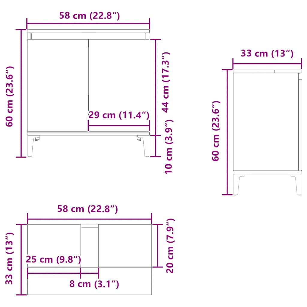 Mobile Lavabo Legno Antico 58x33x60 cm in Legno Multistrato | homemem39