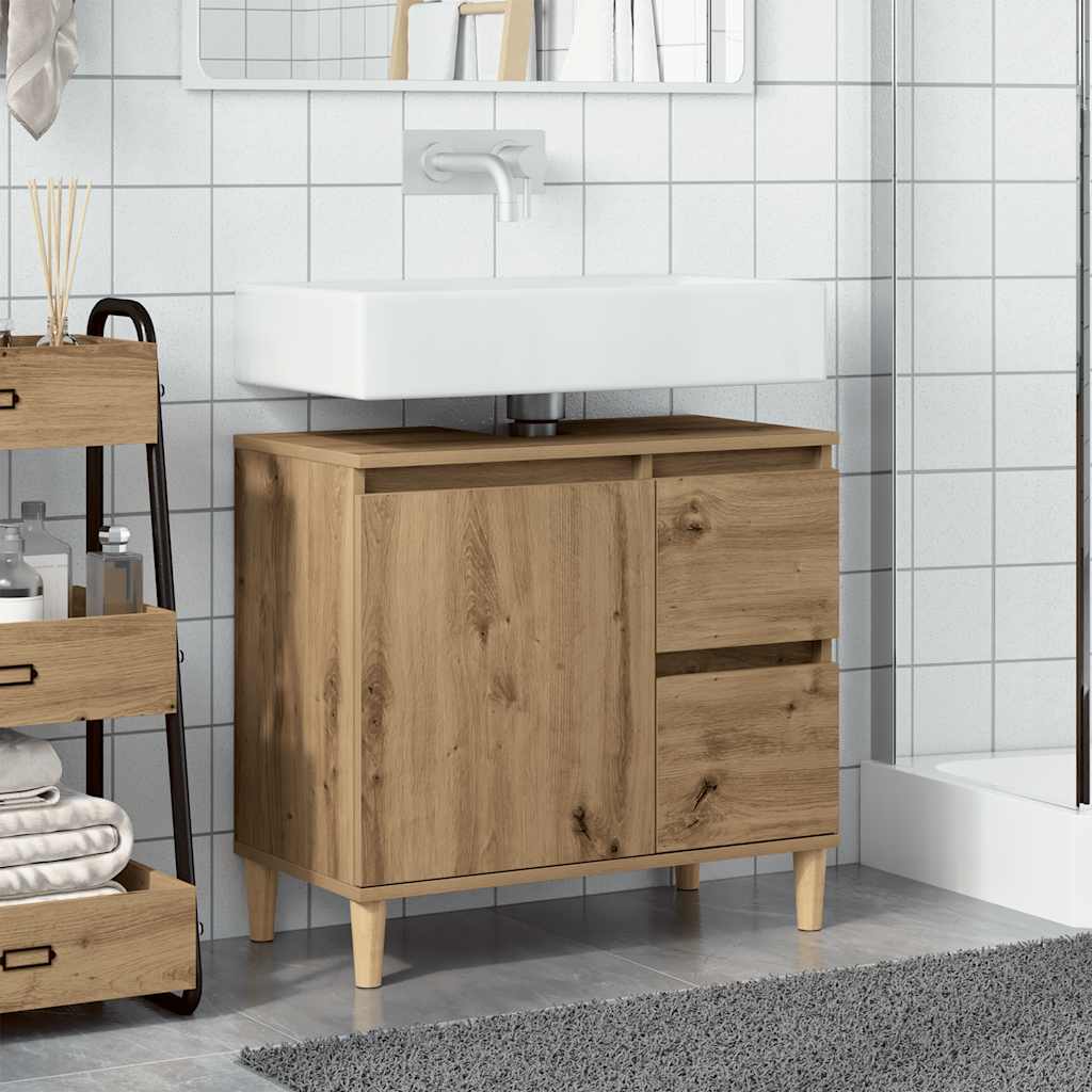 Mobile Sottolavabo Rovere Artigianale 65x33x60 cm in Truciolato
