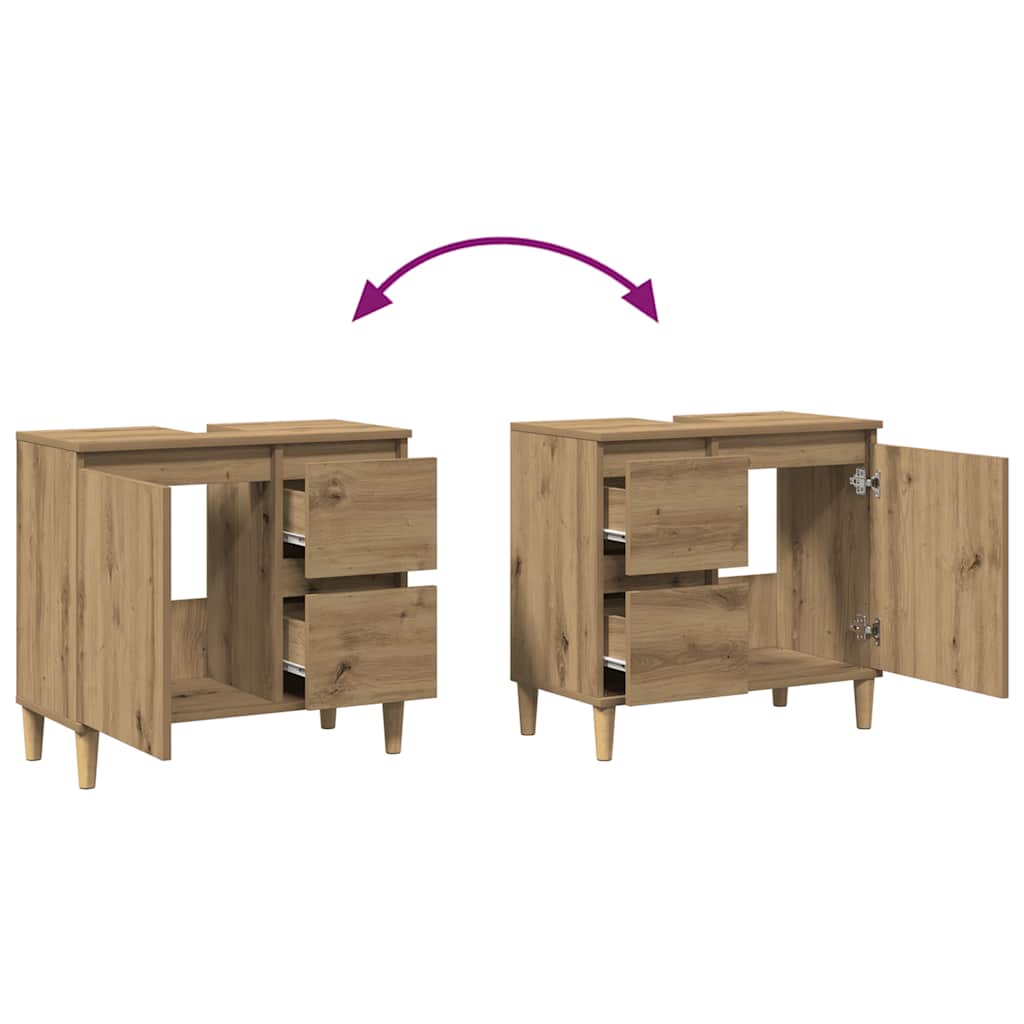 Mobile Sottolavabo Rovere Artigianale 65x33x60 cm in Truciolato