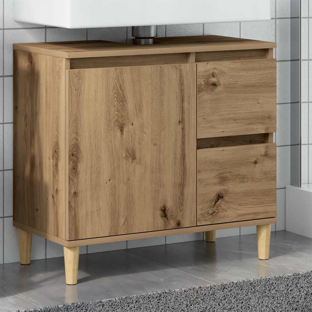 Mobile Sottolavabo Rovere Artigianale 65x33x60 cm in Truciolato