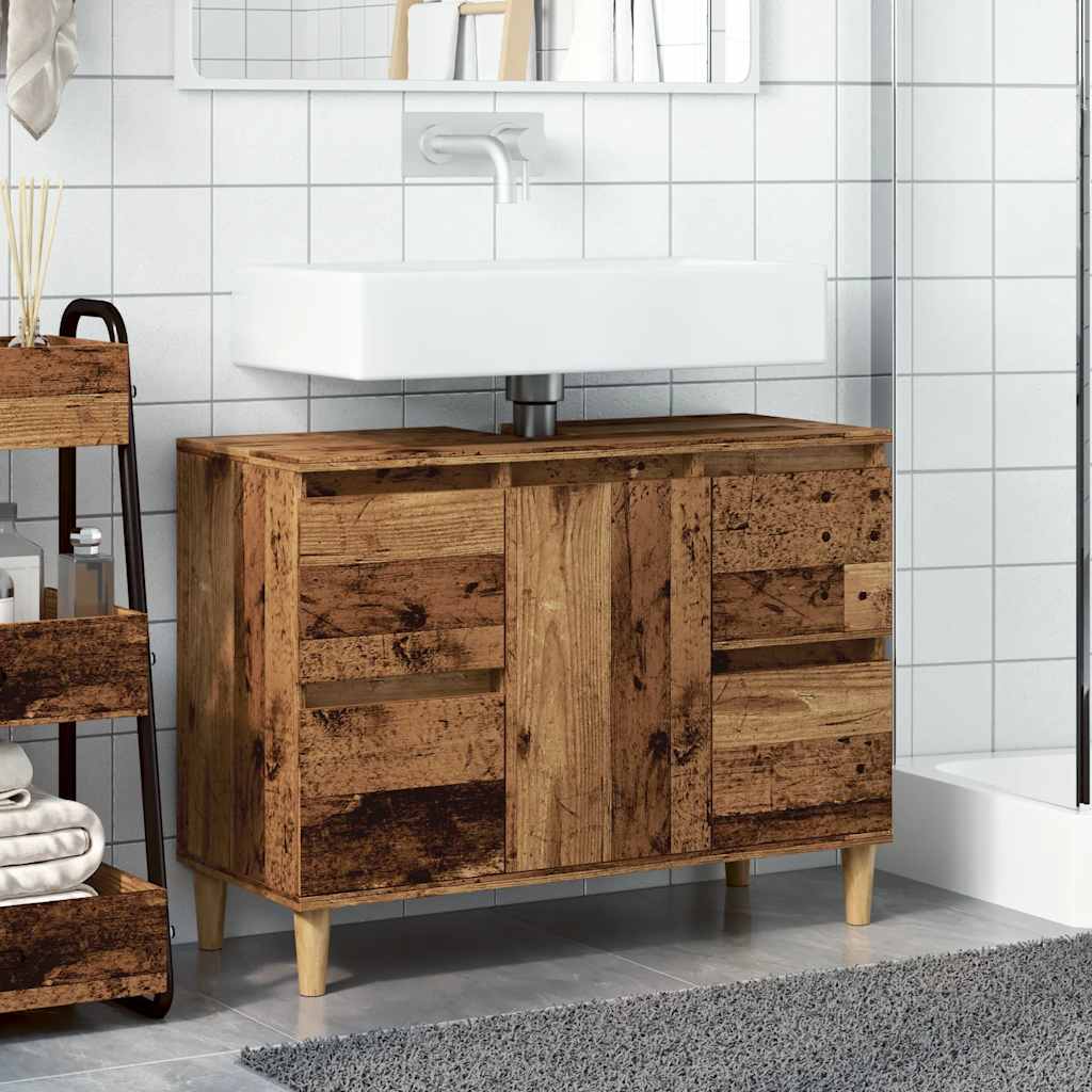 Mobile Lavabo Legno Antico 80x33x60 cm in Legno Multistrato - homemem39