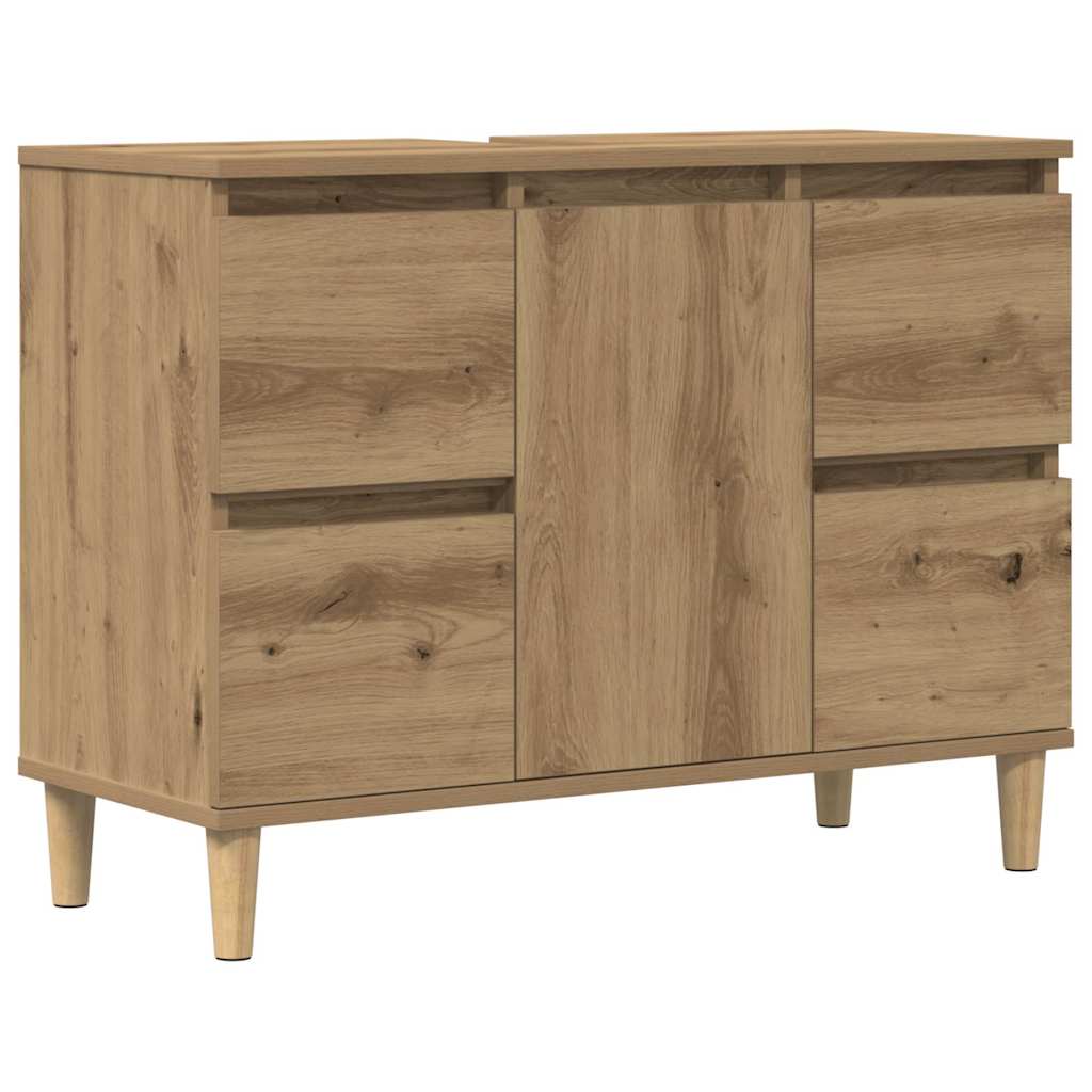 Mobile Lavabo Rovere Artigianale 80x33x60 cm Legno Multistrato