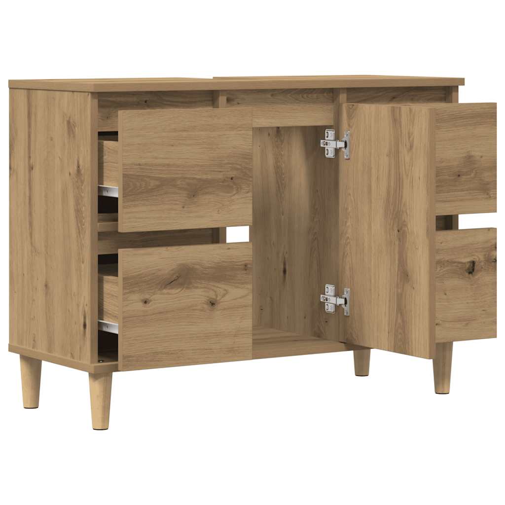 Mobile Lavabo Rovere Artigianale 80x33x60 cm Legno Multistrato