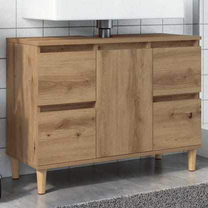 Mobile Lavabo Rovere Artigianale 80x33x60 cm Legno Multistrato