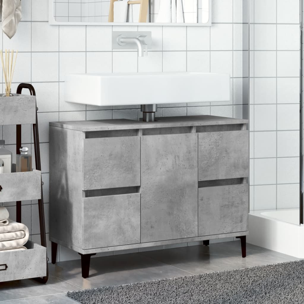 Mobile Lavabo Grigio Cemento 80x33x60 cm in Legno Multistrato