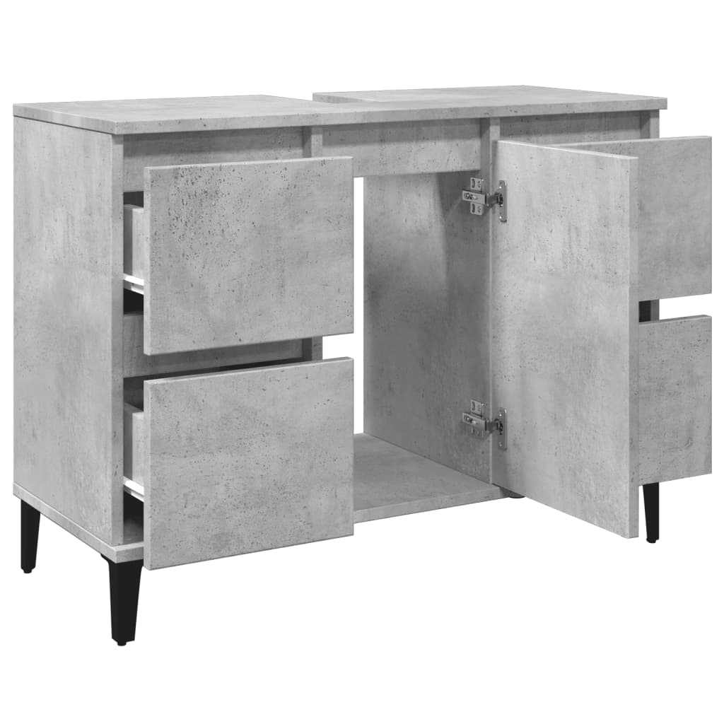 Mobile Lavabo Grigio Cemento 80x33x60 cm in Legno Multistrato