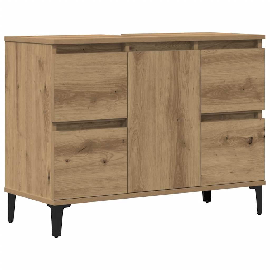 Mobile Lavabo Rovere Artigianale 80x33x60 cm Legno Multistrato