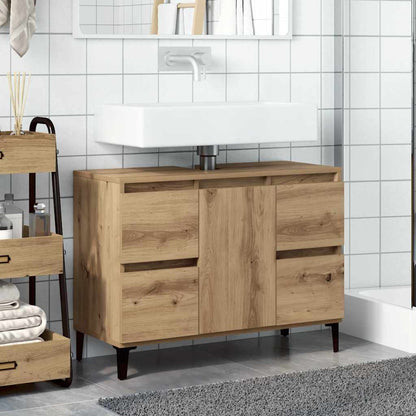 Mobile Lavabo Rovere Artigianale 80x33x60 cm Legno Multistrato