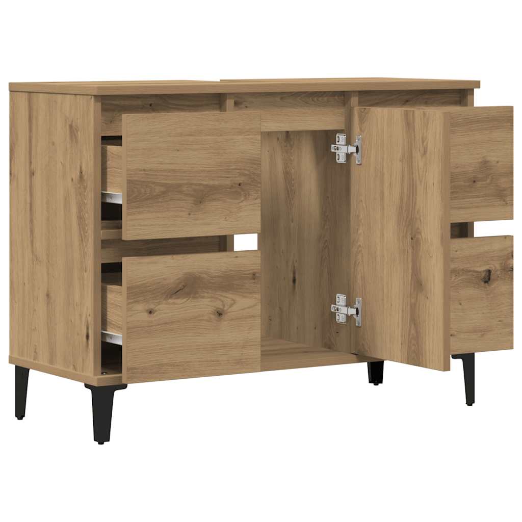 Mobile Lavabo Rovere Artigianale 80x33x60 cm Legno Multistrato