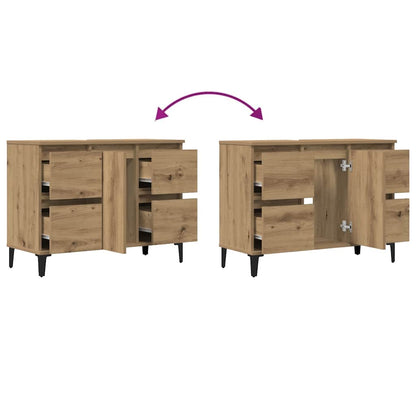 Mobile Lavabo Rovere Artigianale 80x33x60 cm Legno Multistrato