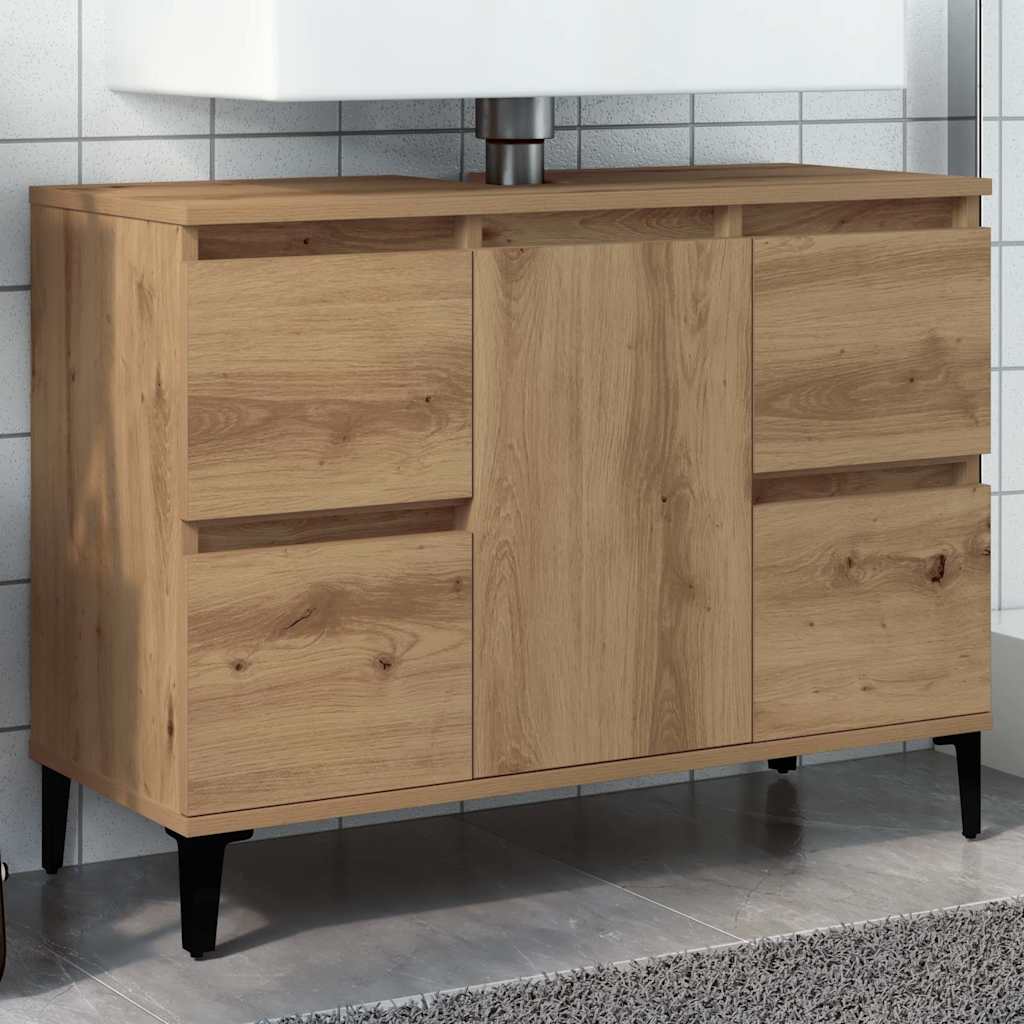 Mobile Lavabo Rovere Artigianale 80x33x60 cm Legno Multistrato