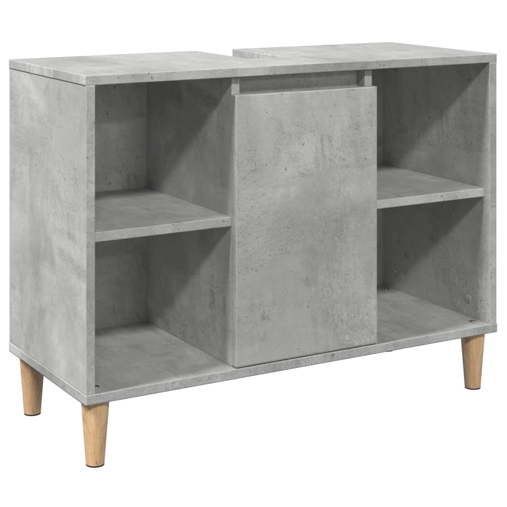 Armadietto da Bagno Grigio Cemento 80x33x60cm Legno Multistrato | homemem39