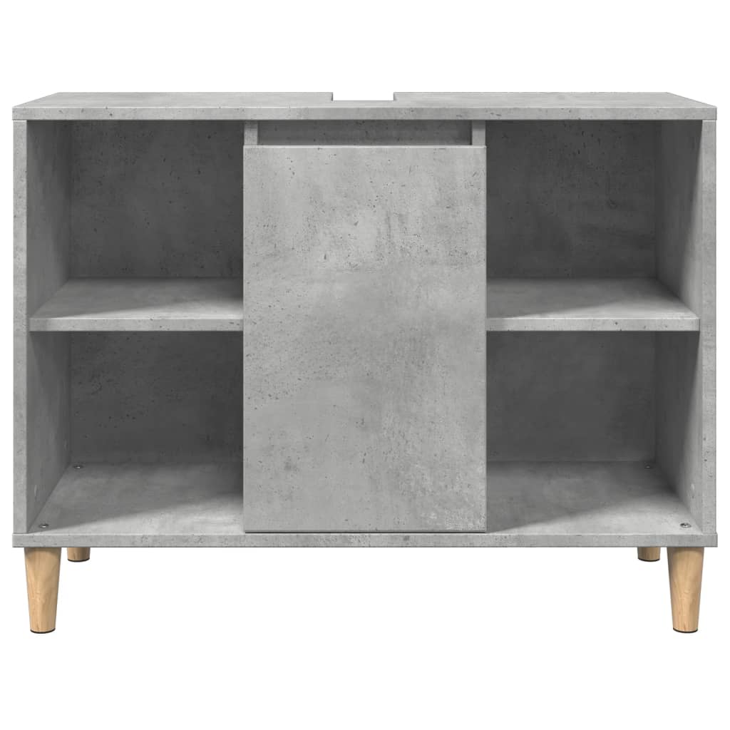 Armadietto da Bagno Grigio Cemento 80x33x60cm Legno Multistrato | homemem39